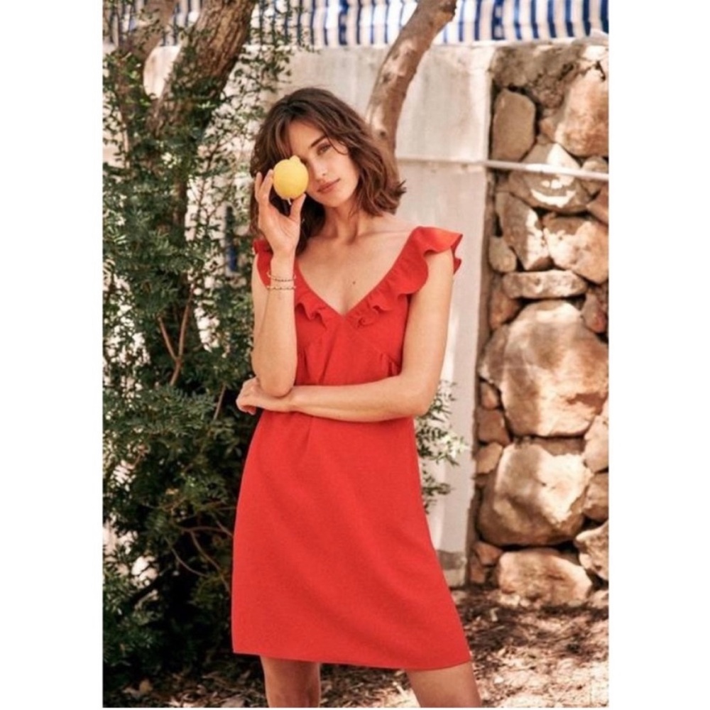 Sezane Olymea Dress in Red, Size 36